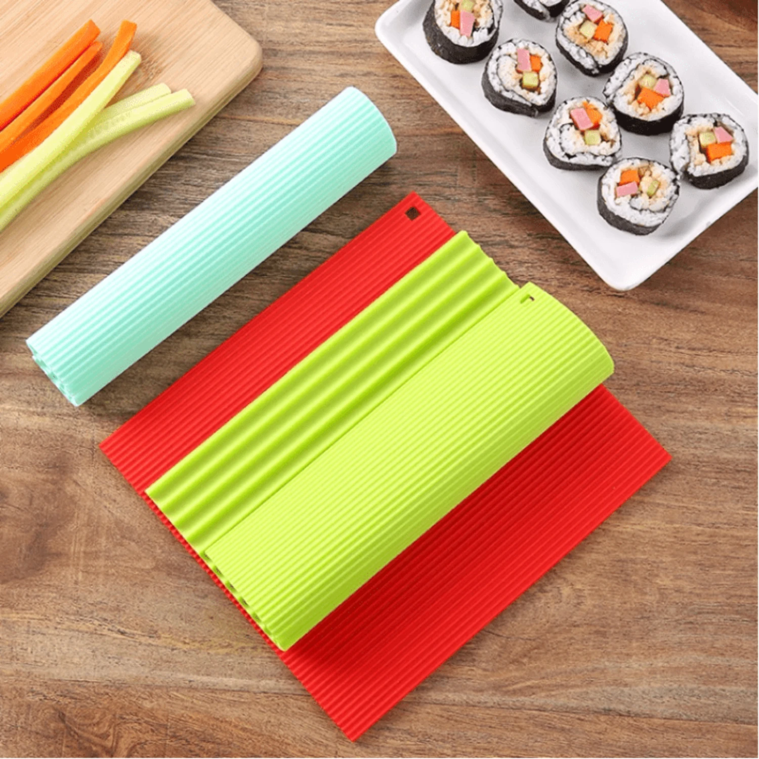 Easy-to-Use 2-Pack Silicone Sushi Roll Maker - Food-Safe Mold Kit for DIY Sushi Making, Beginner-Friendly Kitchen Gadgets Cosina