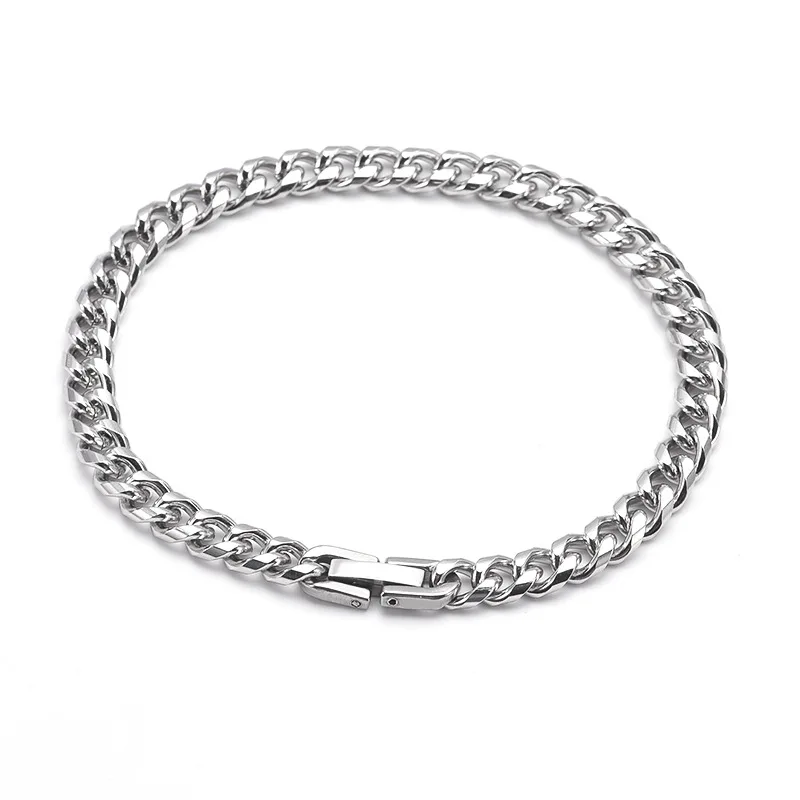 New stainless steel bracelet round grinding chain European and American men's bracelet simple and cool style