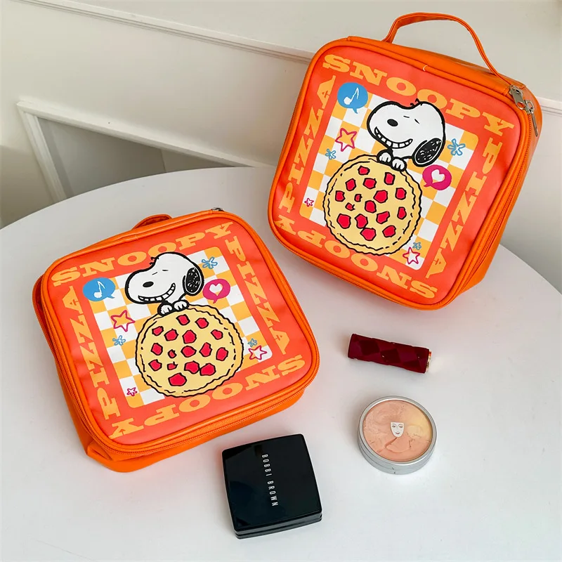 Snoopy Pizza Cosmetic Bag High-color Value Large-capacity Portable Handbag Cartoon Dirty-resistant Waterproof Wash Storage Bag