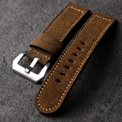 Handmade Canvas Laminated Leather Strap, 20 22 24MM Thickened, Soft And High-Grade Suitable For PAM111 441 Men's Bracelet