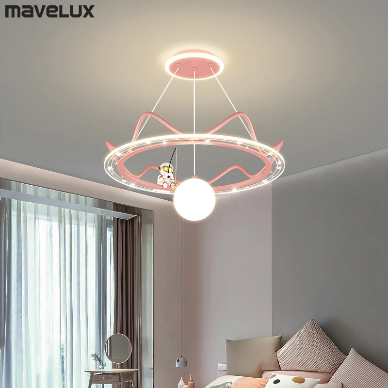 Modern LED Children's Room Pendant Light Astronauts Decorate Kids Room Lamp Mantianxing Bedroom Chandelier Home Decor Lamps