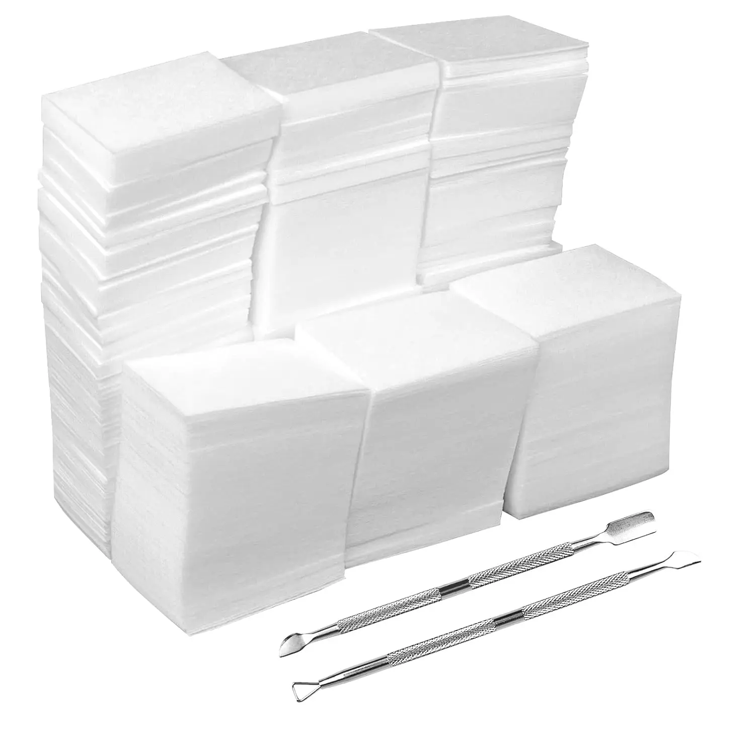 

Lint Free Nail Wipes 1000 Pcs - Absorbent Gel Polish Remover Pads for Manicure & Pedicure, with 2 Cuticle Pushers
