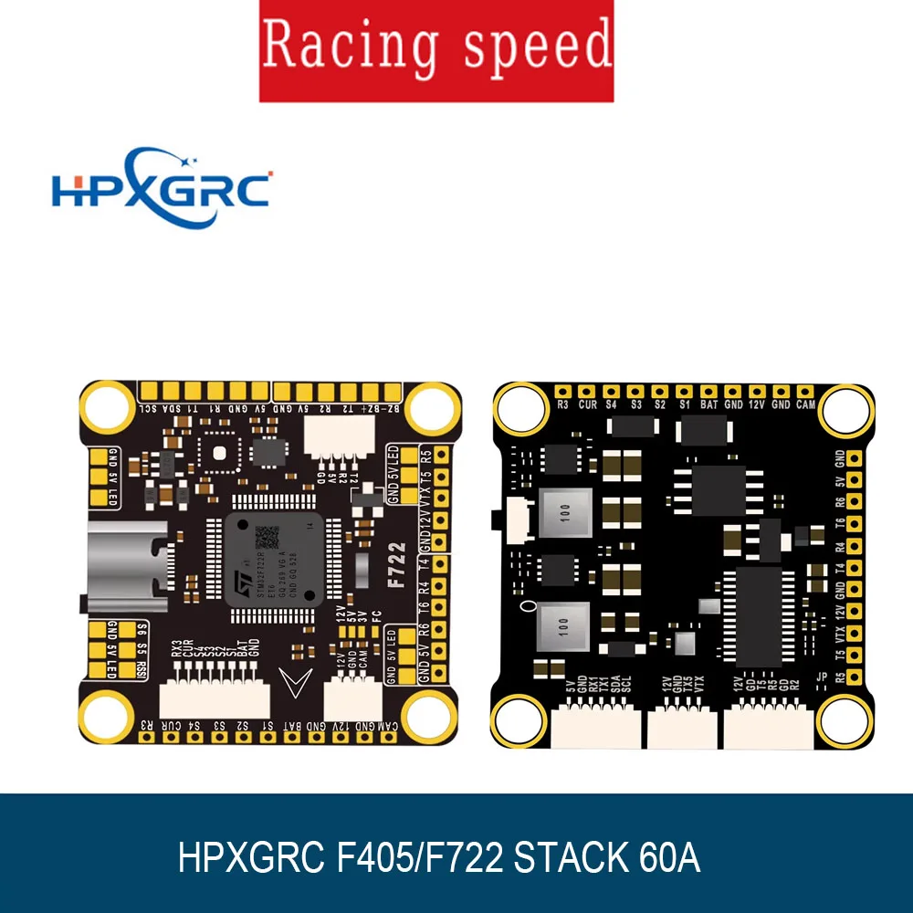 

HPXGRC F405/F722 Flight Stack - 55A ESC, High-Precision 42688-P Gyro, 16MB Black Box, Plug-and-Play for Racing FPV Drones