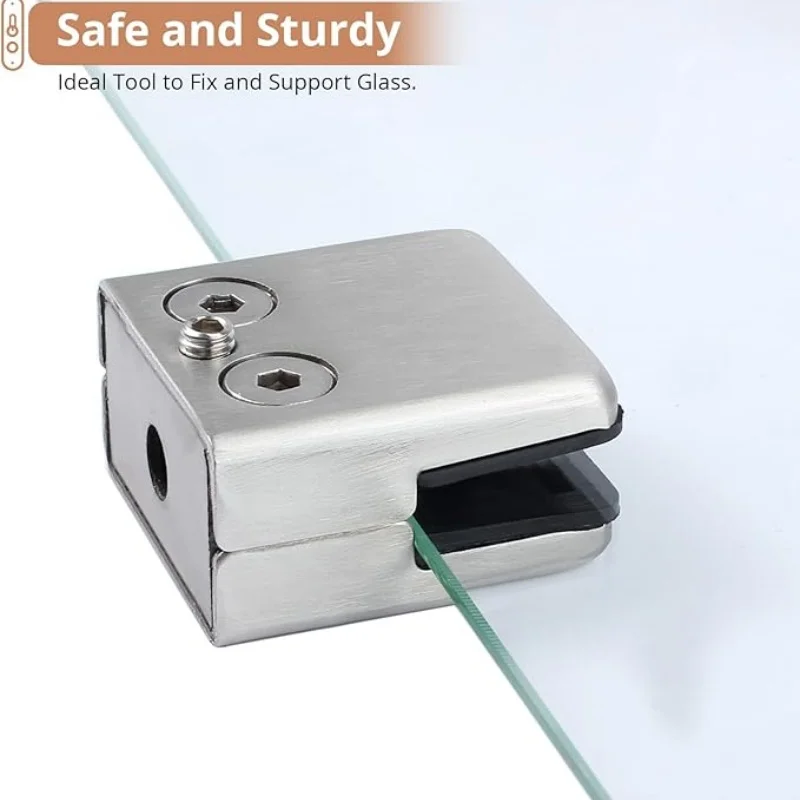 4/8pcs Stainless Steel Glass Clamp Glass Plated Brackets Zinc Alloy Chrome Finish Shelf Holder Support Brackets Clamps