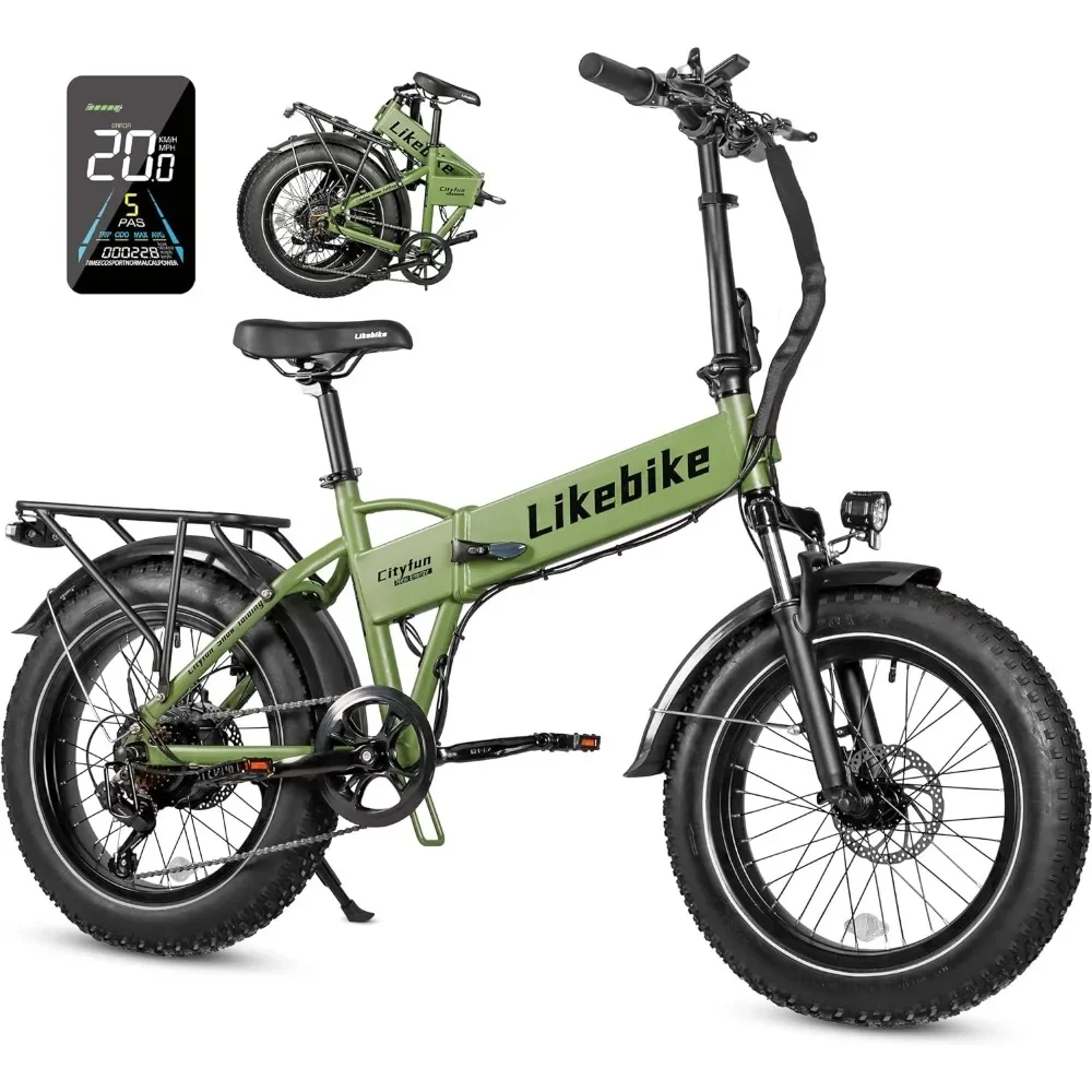 

Electric Bike, with 500W Motor Peak 720W, 20" 4.0 Fat Tire, 48V 10.4Ah Removable Battery, 7-Speed,Front Fork Suspension, E Bike