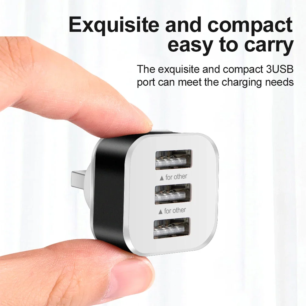 1 Pc 3 Port USB Slots Hub Adaptor USB 3in1 2.0 Multiple 3.1*3.1*3.5CM For Vehicle Electronic Product Accessories