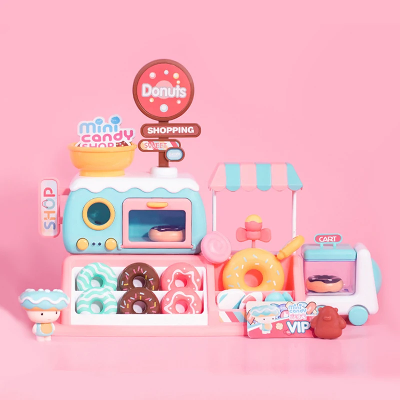 Kid Kitchen Cookware Doughnut Shop Pretend Play House Food Cognition Oven Children Educational Toys Simulation Boy Girl Gift