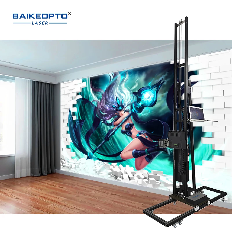 BK-UP200T Vertical Wall Decals Painting Machine Two Heads DX7 HD Precision 3D TV Background Wall Mural Printer