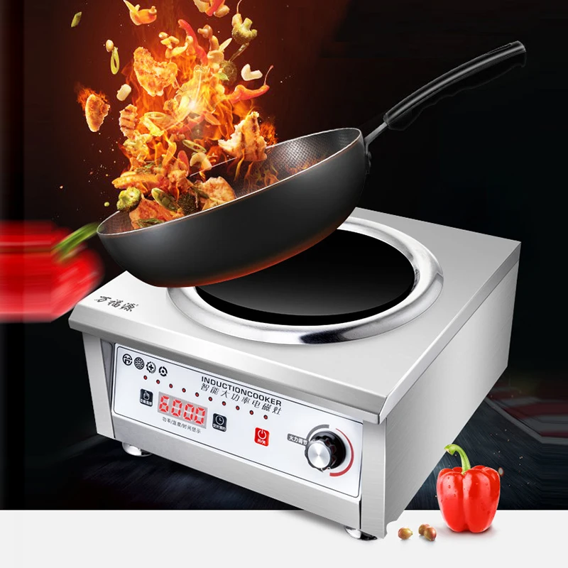 Коммерческая индукционная плита, вогнутая электрическая плита, индукционная плита, 6000 Вт, высокая мощность, столовая, отель, кухонная посуда