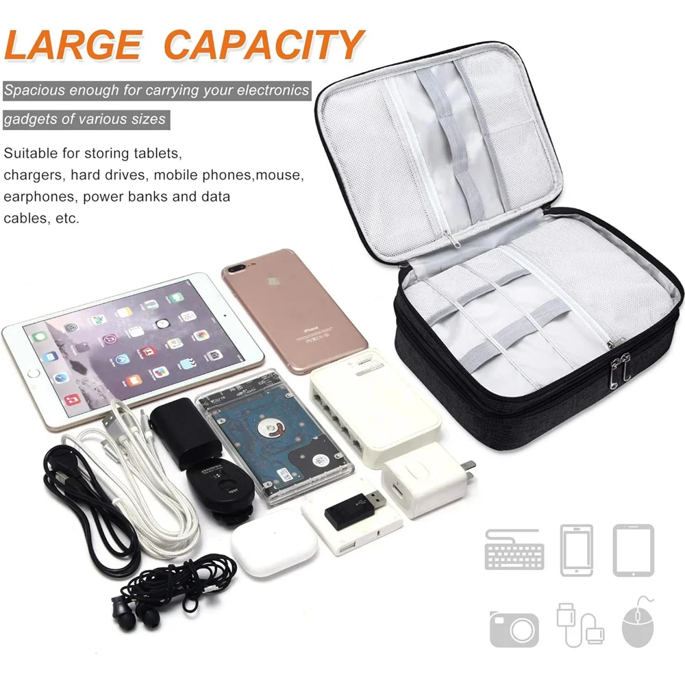 Cable Storage Bag Waterproof Digital Electronic Accessories Organizer Portable Travel Cable Organizer Case for Cable Charger 1PC