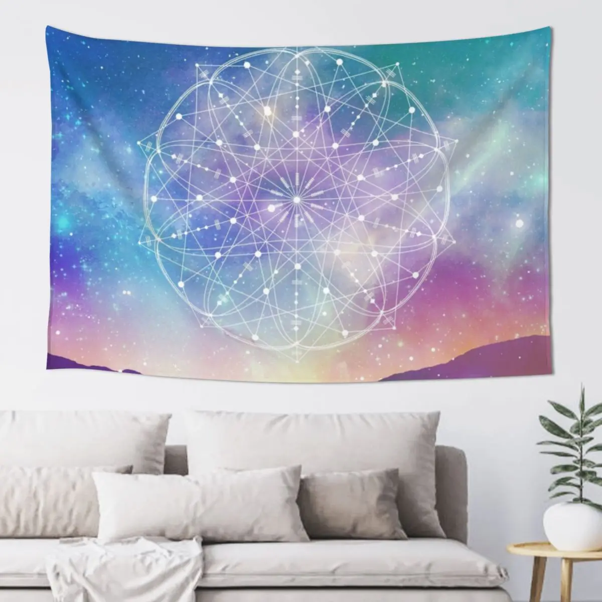 

Sacred Geometry (Interconnected) Tapestry Hanging Wall Wall Tapestries Korean Room Decor Decoration For Rooms Tapestry