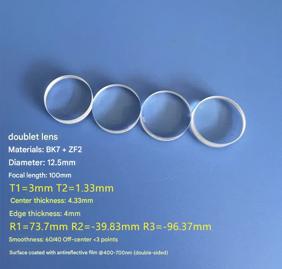 

12.5mm diameter F=100mm optical cemented doublet lens achromatic lens focusing imaging