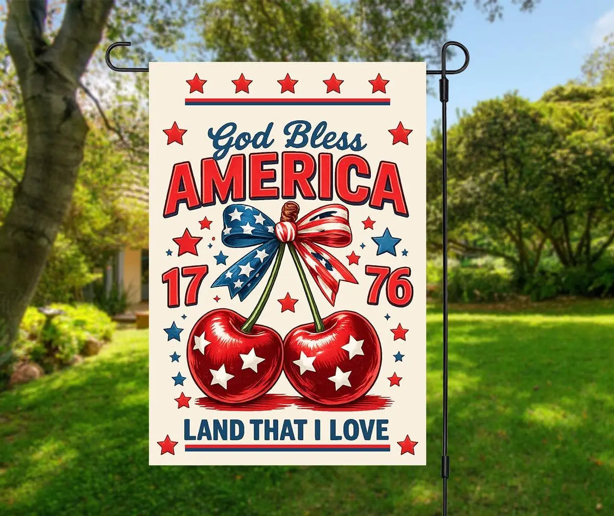 God Bless America Land That I Love Garden Flag - Fourth Of July Banner - 1776-2026 Yard Sign - 250Th Anniversary Yard Decor  AAS