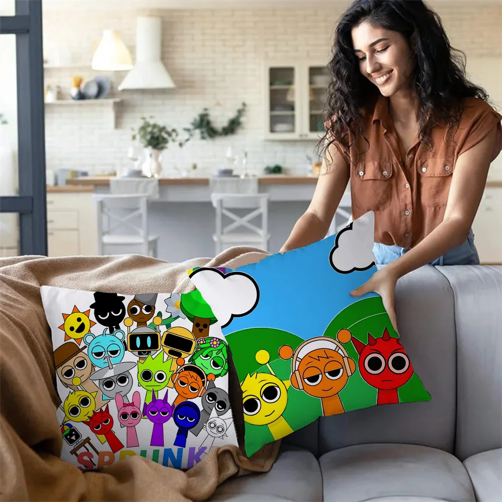 Immagine 4: Divertenti Federe per Cuscini S-SprunkiS, Decorazioni per Divano con Stampa Fronte-Retro in Peluche Corto, Carino Copricuscino