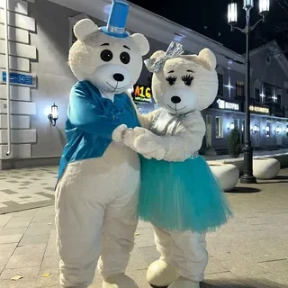 

Blue Dress White Bear Mascot Costume Adult Cartoon Character Outfit Attractive Suit Birthday Carnival Party Events