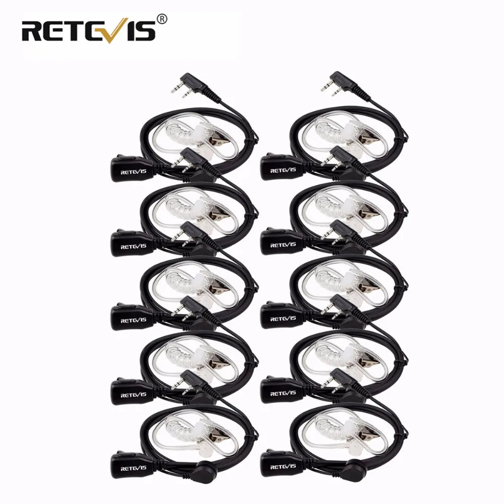 10/20pcs Retevis Walkie Talkie 2 Pin Earpiece Acoustic Tube Headset Transceiver for Baofeng UV 5R for Quansheng UV K5 RT22 Radio