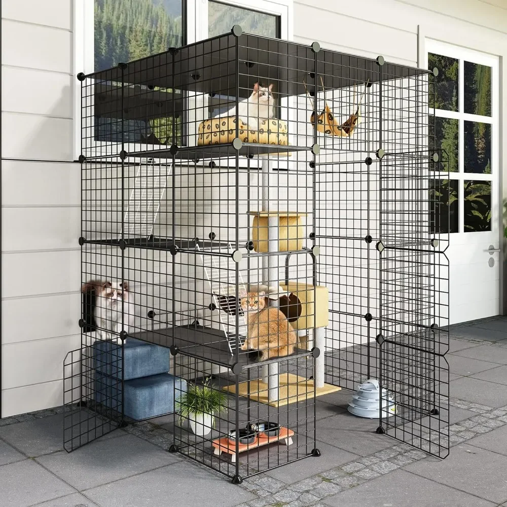 Outdoor Cat Enclosure,Large Cages,Cages with Super Large Enter Door,House Balcony Cat Playpen with Platforms