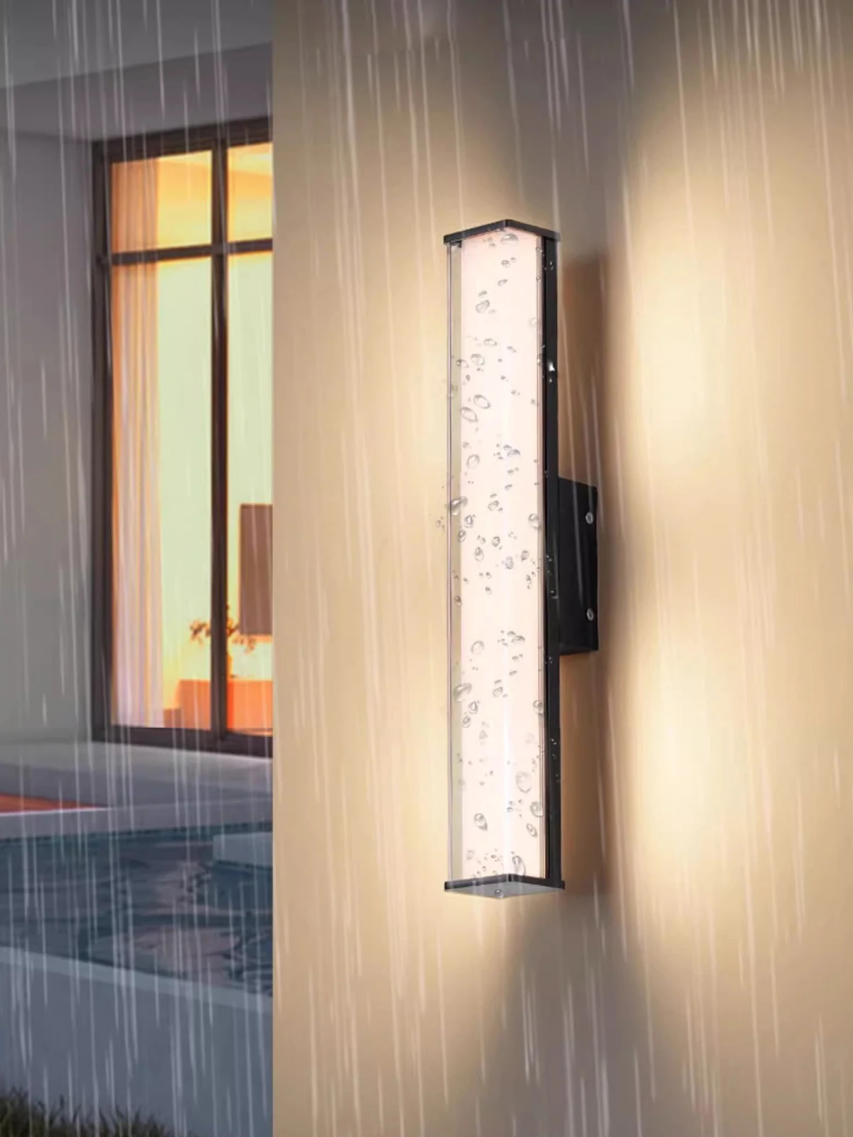 Tubo de luz led smd à prova d'água para áreas externas, 10w/12w/18w/24w, luminária de parede linear acrílica, jardim, quintal, iluminação para cima/para baixo