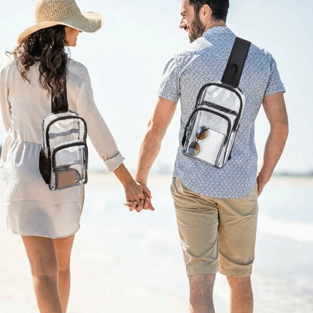Large Capacity Transparent Crossbody Bag Waterproof Lightweight Clear Chest Bag Fanny Pack Multifunctional PVC Shoulder Bag