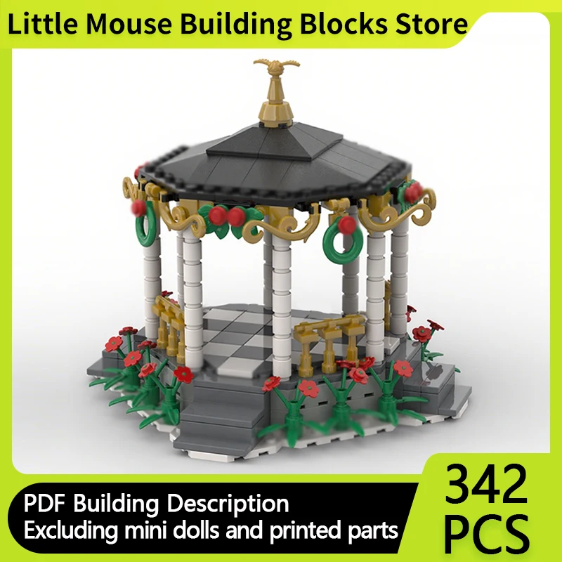 

Street View Model MOC Building Bricks Winter Village Town Gazebo Modular Technology Gifts Holiday Assemble Children Toys Suit