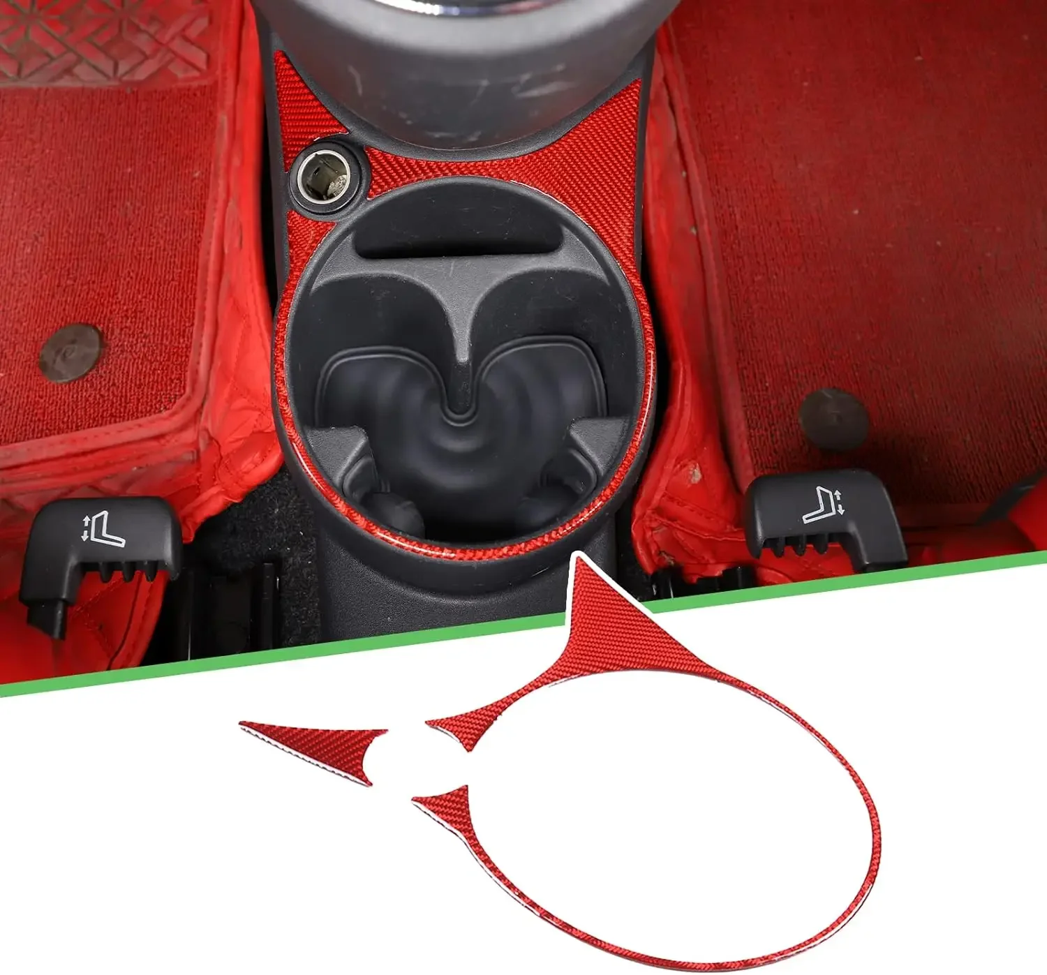 

Soft Carbon Fiber Center Console Cup Holder Frame Sticker Decorative Trim Kit For Fiat 500 2010-2015 For Abarth 595 2010-2015