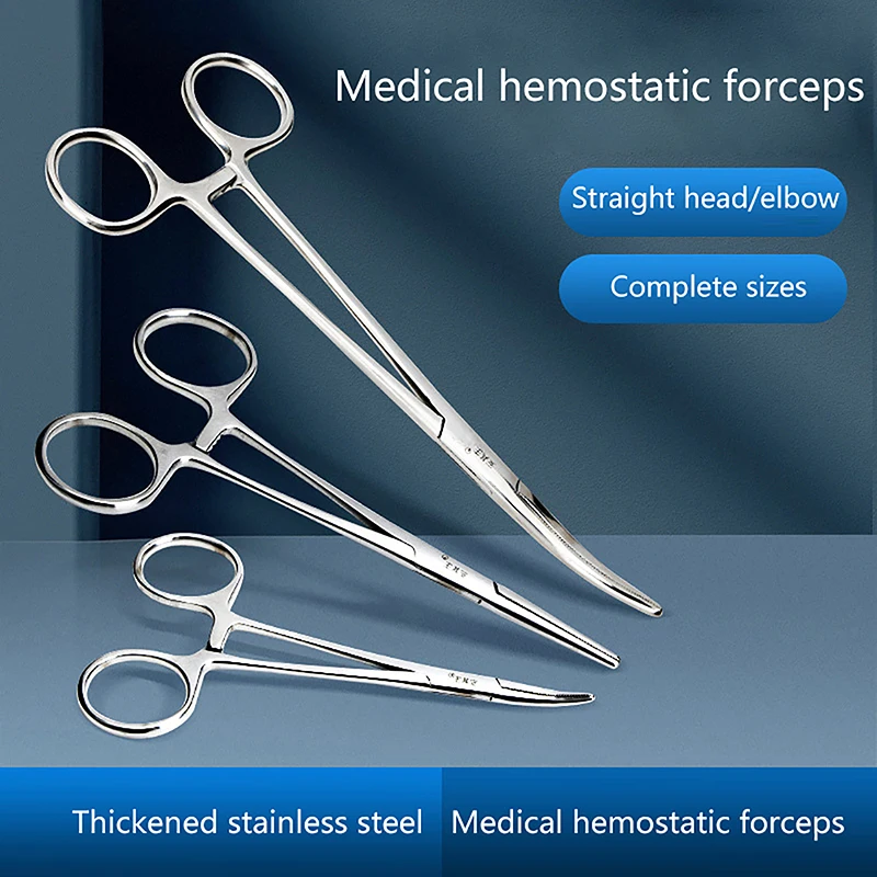 NEW 12.5/14/16/18 CM Bent-nose/Straight Curved Stainless Steel Locking Elbow Scissors Pliers Hemostatic Forceps Clamp Pliers