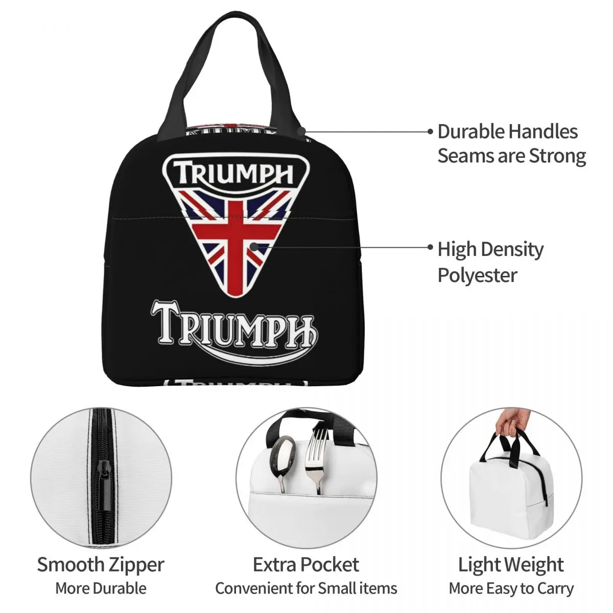 Motorcycle Club Triumphs Insulated Lunch Bags Cooler Bag Lunch Container Motorcycle Enthusiast Lovers Portable Lunch Box Tote