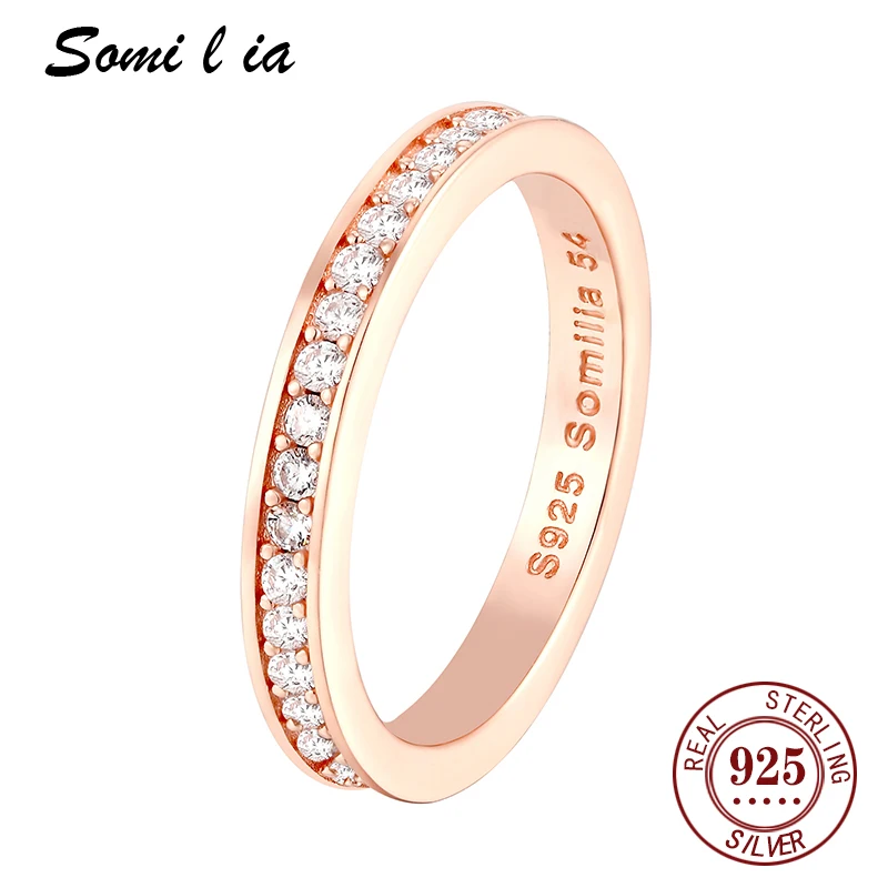 Somilia Wedding Engagement Rose Gold Ring For Women Sterl Silver S925 Ring 5A Zircon Gypsophila Fine Jewelry For Girlfriend Gift