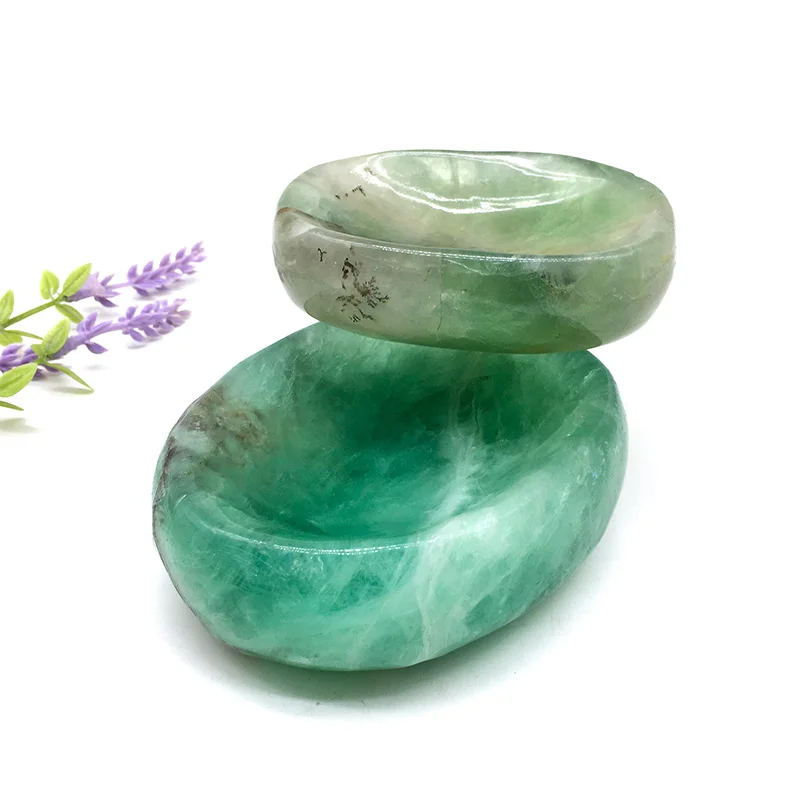 

Natural crystal bowl green fluorite carving bowl decoration high value