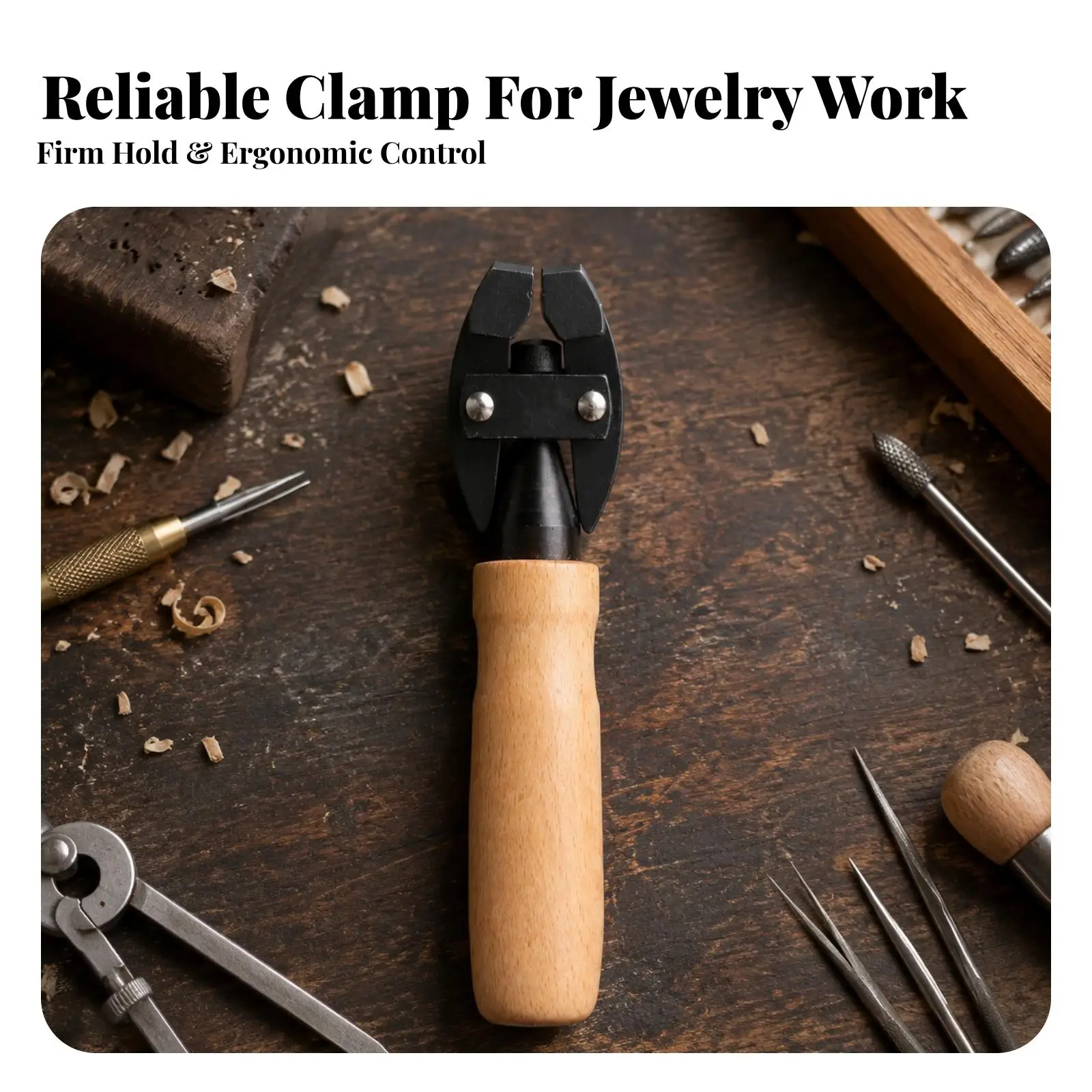 Adjustable Jewelry Clamp | Grooved Metal holding edges, Slip-Resistant Textured Grip, Engraving Clamp, for Handcrafting