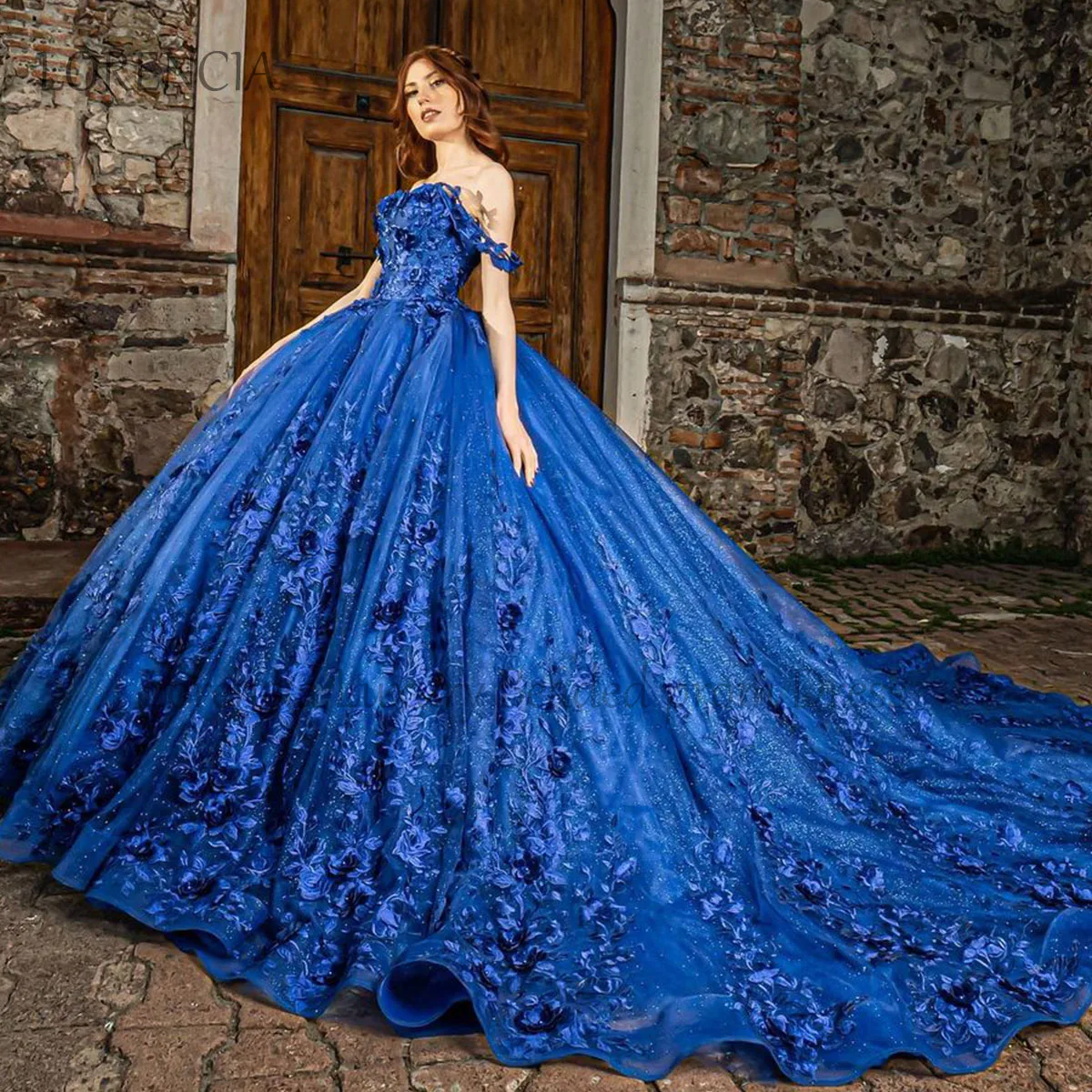 Squisito 2024 vestito Quinceanera messicano 3D fiori Ball Gown pizzo lucido Applique corsetto di perline dolce 16 Vestidos De 15 aecos