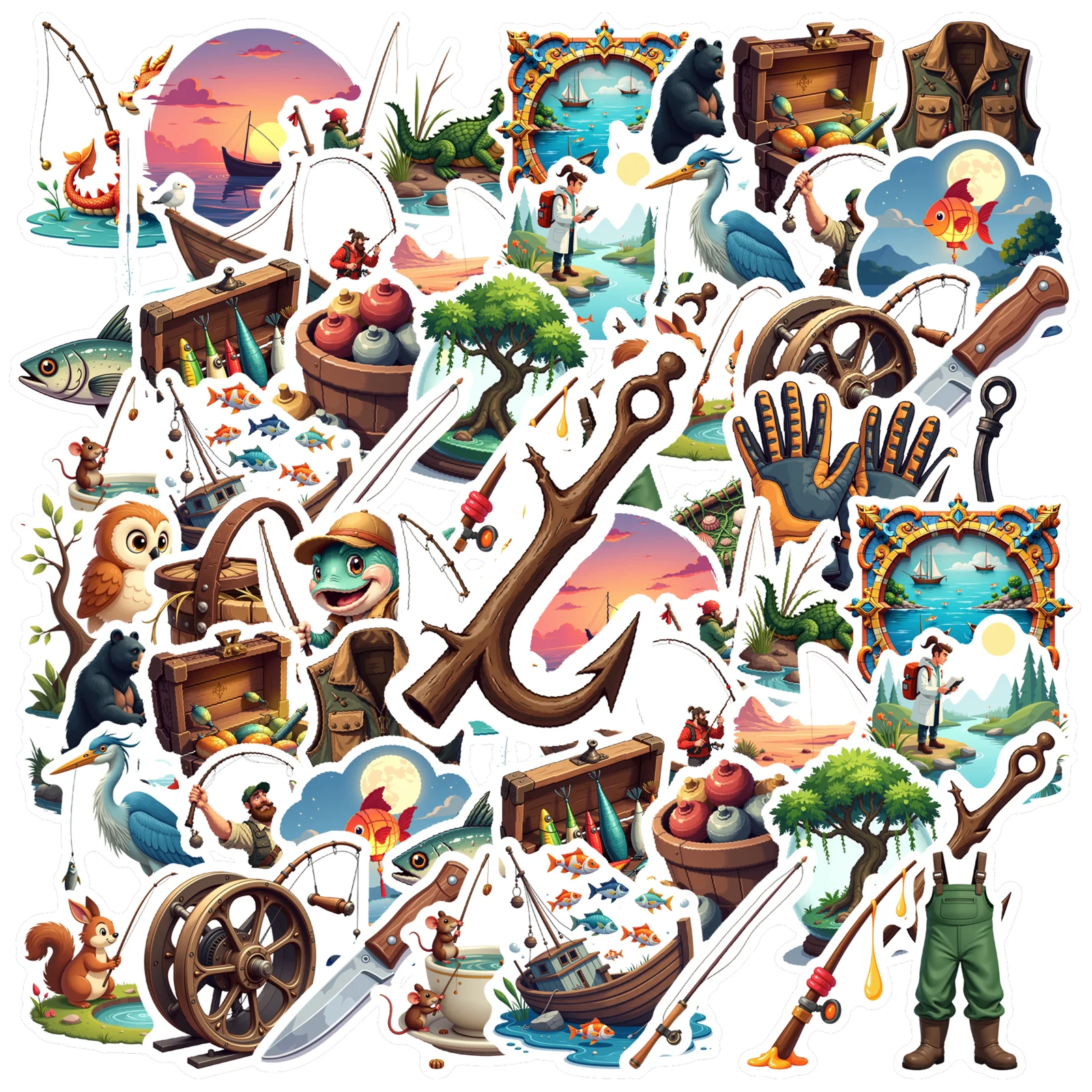 

35 шт.-70 шт. причудливые наклейки для рыбалки, милые уличные наклейки с животными, наклейки «сделай сам» для гитары, сделай сам, велосипед, скейтборд, ноутбук, сделай сам