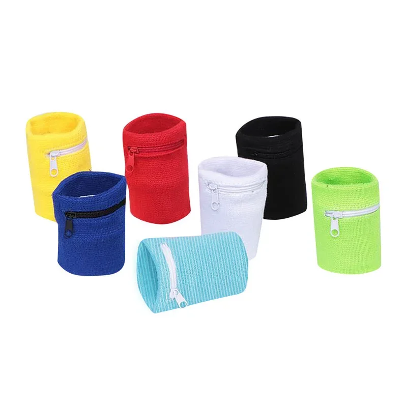 Sport Wristband Sweatband Zippered Pocket Sports Wrist Wallet Pouch