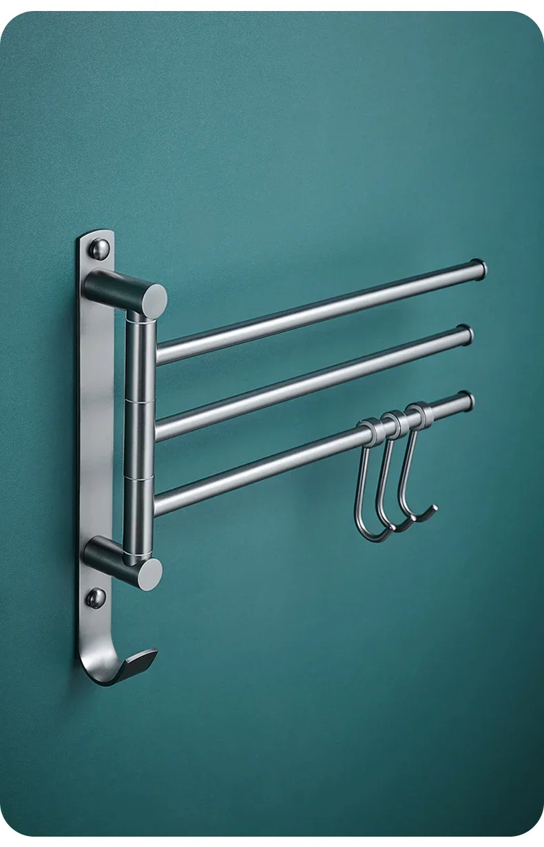 

Light luxury rotating towel bar folding toilet rack