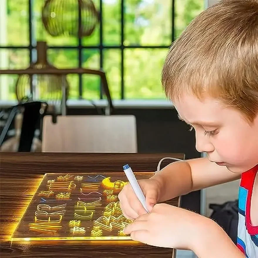 Panneau de lampe LED personnalisé, tableau de notes de message en acrylique, tableau à dessin USB effaçable, veilleuse de chambre à coucher, cadeau d'anniversaire pour enfants