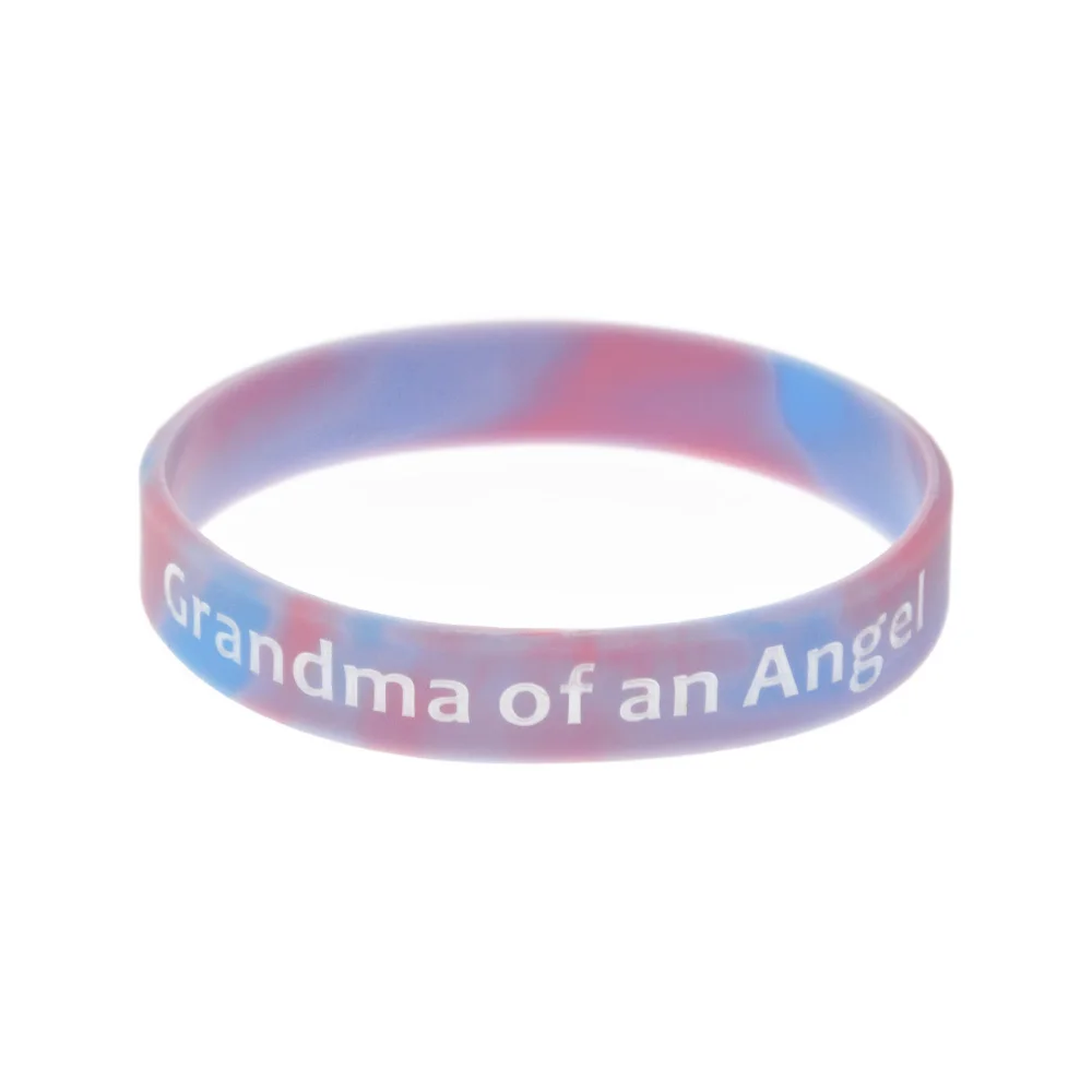 1 PC Grandma Grandad Auntie of an Angel Silicone Rubber Wristband Swirl Color