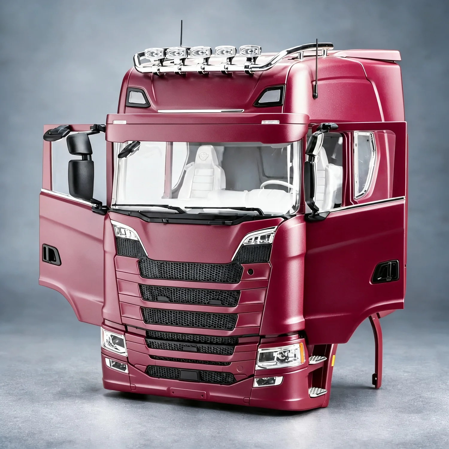 1/14 770S Scale Truck Body Shell DIY Front End Foldable Side Mirrors Opening Doors Fender Modification Parts RC Truck Model