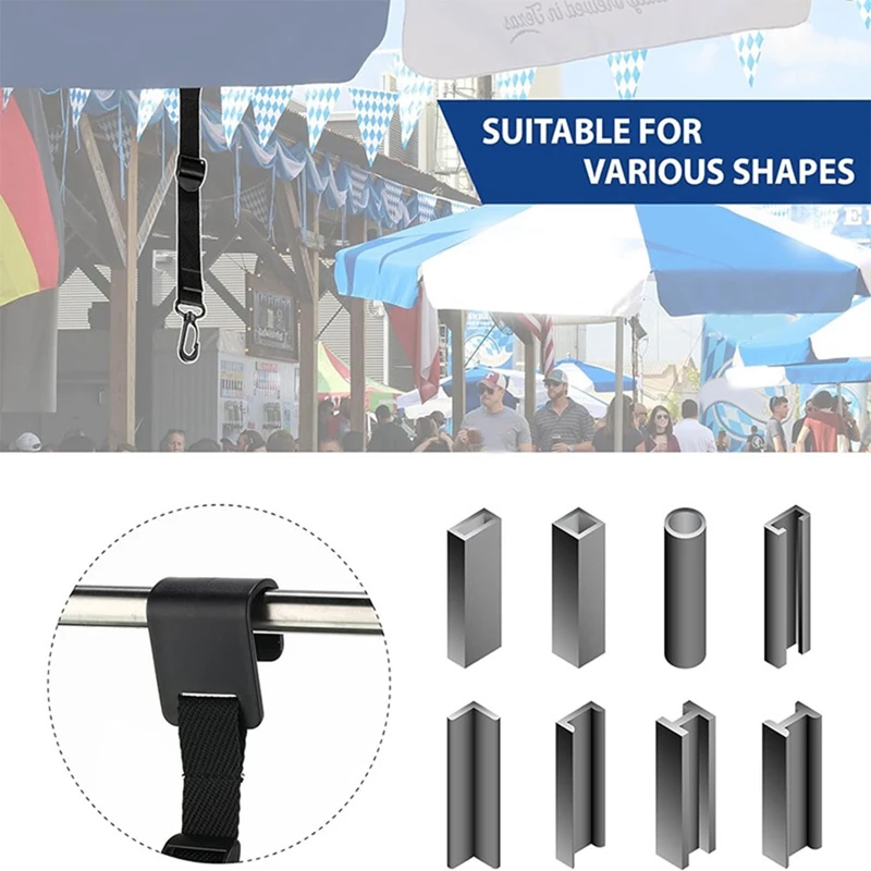 8Pcs Canopy Hanging Clips For Business Exhibitions Hang Signs For Outdoor Camping Hang Food, Garbage Bags, Towels Black Durable