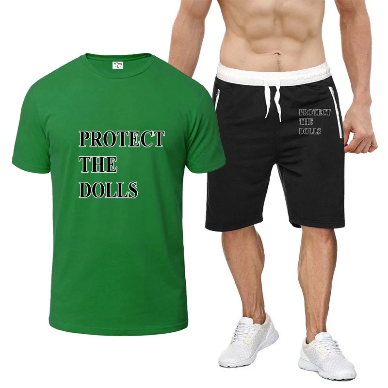 

Protect The Dolls Printing 2025 Men' Summer New Eight-Color Short-Sleeved Sets Comfortable T-shirt Top + Shorts Thin Suits