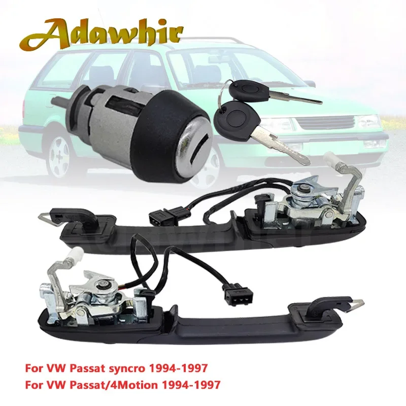 Nowy produkt dla 1994-1997 Volkswagen Passat B4 Lewa i prawa klamka przednich drzwi + zestaw rdzenia stacyjki 1 zestaw