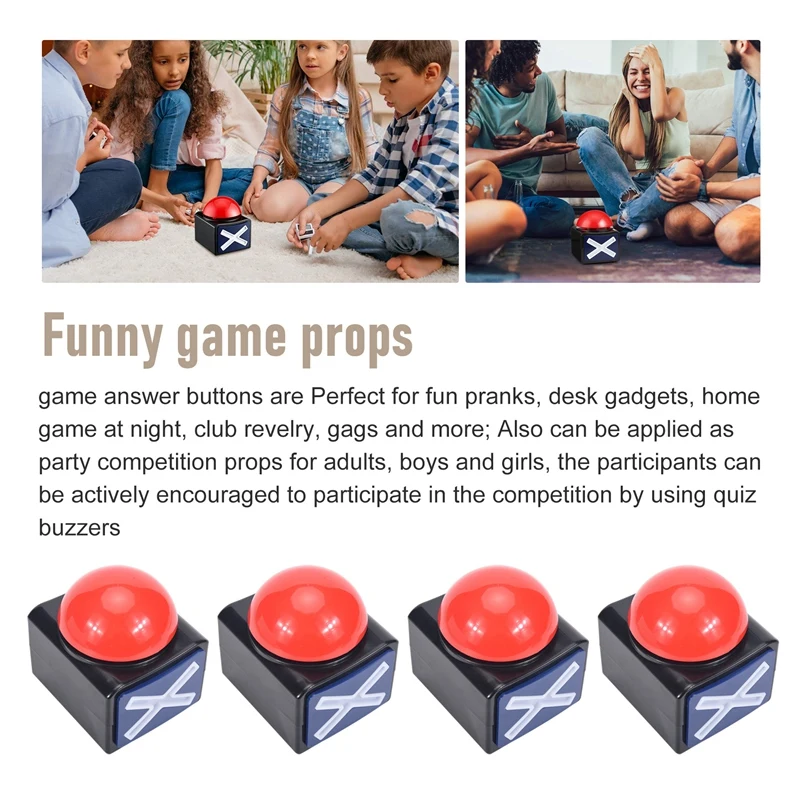 4PCS Game Answer Buzzer,Game Buzzer Alarm Sound Play Button With Light Trivia Quiz Got Talent Buzzer Game Toy For Kids