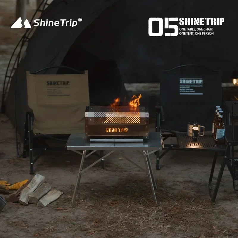 ShineTrip Outdoor Honeycomb Blat Incinerator Camping Winter Ambiance Ogrzewanie Grill ze stali nierdzewnej Stół odporny na ciepło