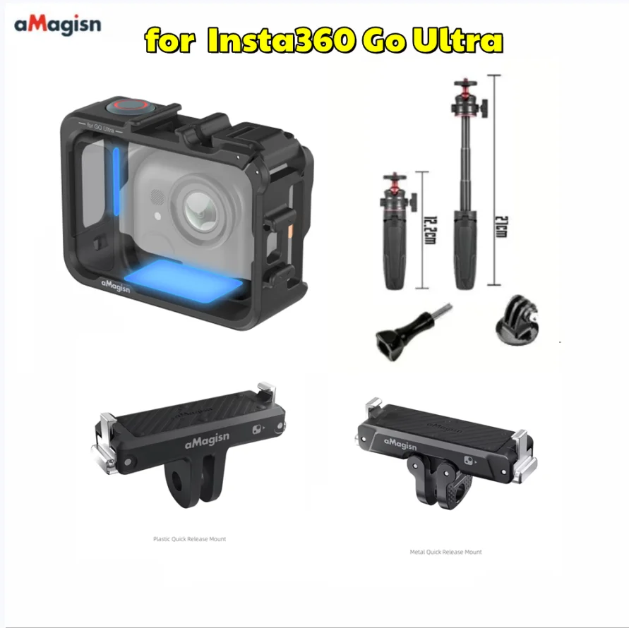 aMagisn Camera Frame For Insta360 Go Ultra Plastic Cold Shoe Expansion Rabite Cage Multifunctional