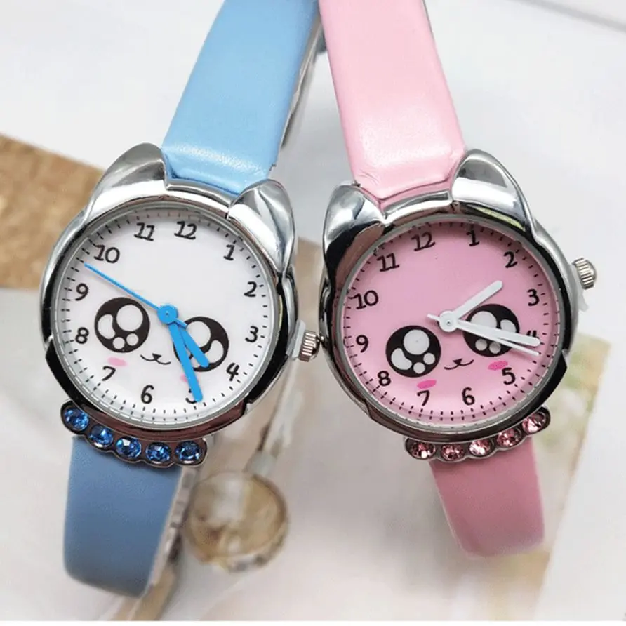 Children Cartoon Watch Girl\'s Quartz Watch Primary School Boy\'s Cute Leather Belt Simple Crystal Clock Baby Gifts Droppshipping