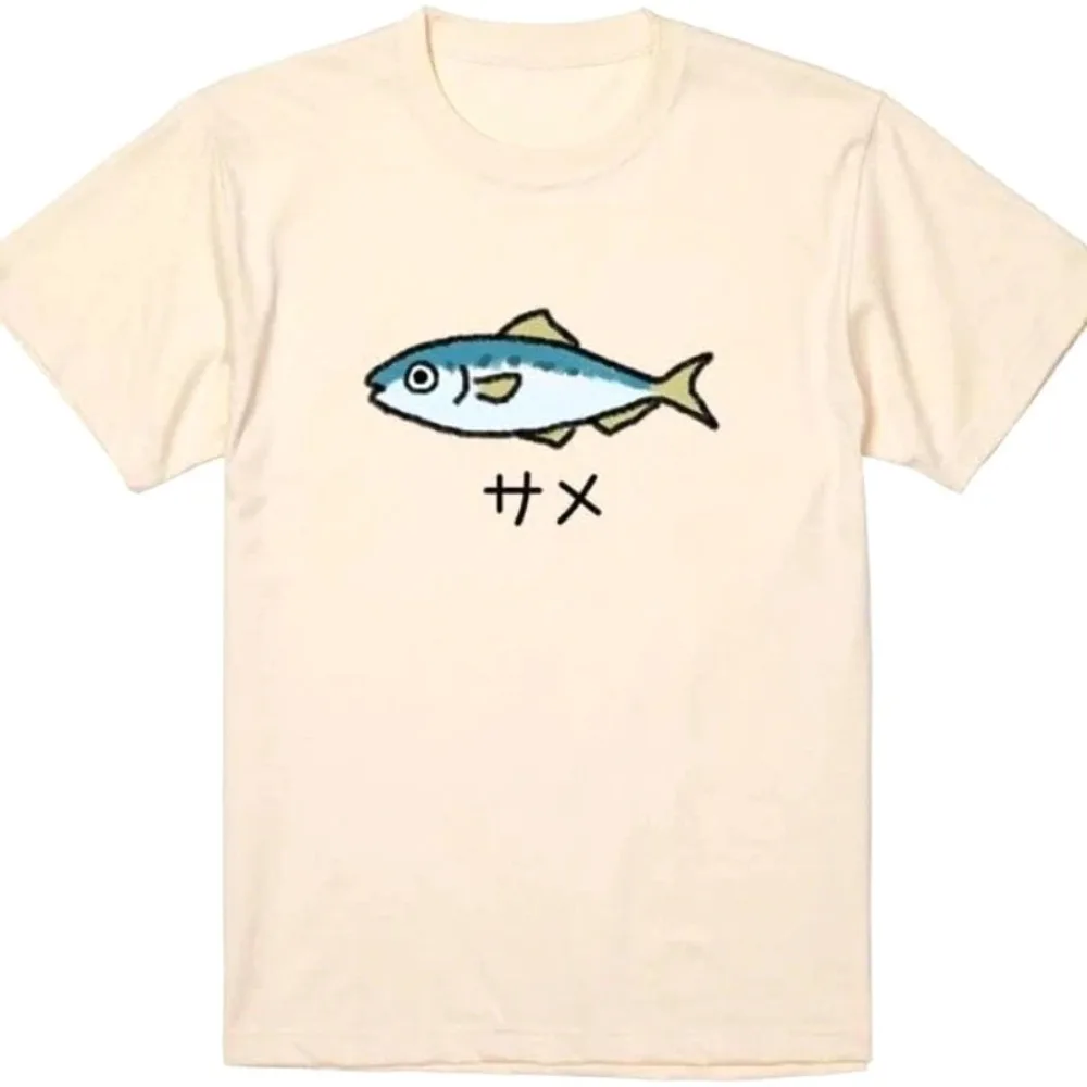 Etwas stimmt nicht – Haifisch-Sardinen-Witz-Text-Geschenk für Katzenliebhaber – Lustige Illustration Tier Unisex – Für Lachen geeignet – Y2K Damen Tops – Detail 7