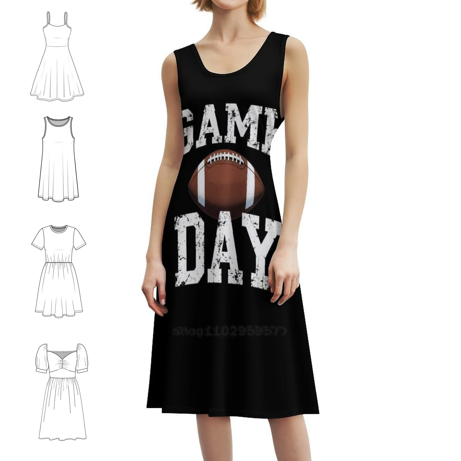 

Винтажное богемное платье Game Day для американского футбола с пышными рукавами или варианты без рукавов для женщин, платье для американского футбола