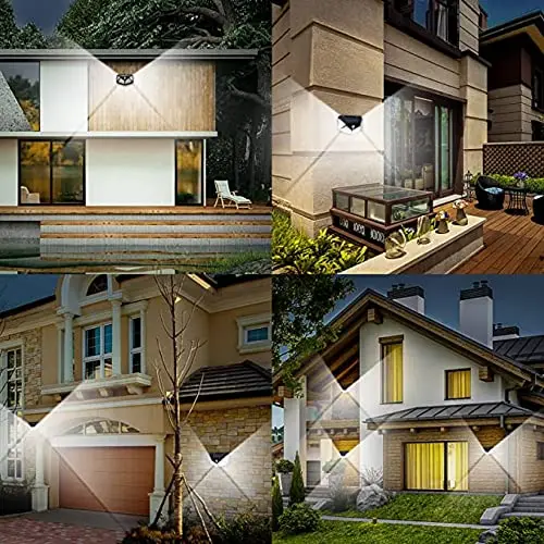 Solar Powered 100 LED Motion Sensor Wall Light, Waterproof Outdoor Security Lamp for Garden, Fence, Yard, Pathway Decoration gallery 4