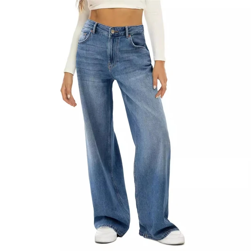 

Women Loose Wide Leg Jeans High Waist Comfort Stretch Whisker Vintage Denim Pants 2024 Fashion Casual Trousers