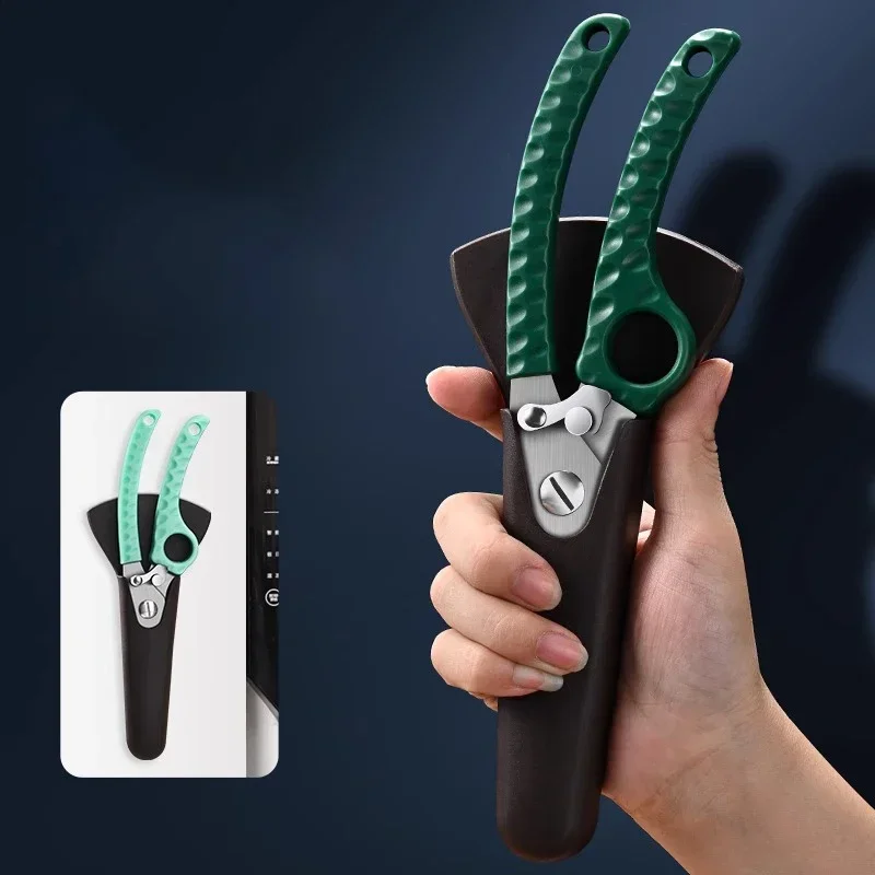 Professional kitchen household stainless steel sharp chicken duck goose bone multi-function scale-scraping barbecue scissors