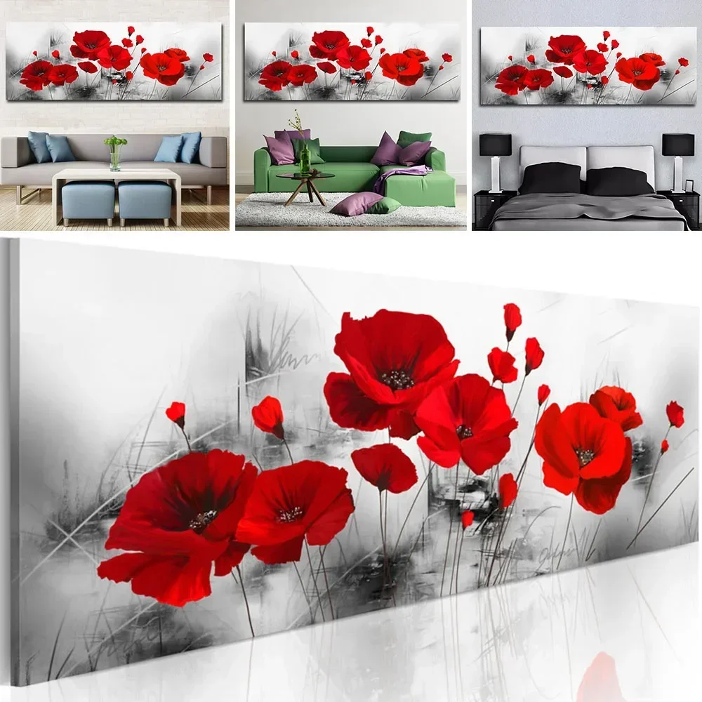 Single Red Rose Flower Canvas Printed Art Painting Picture Home Wall Decor Household Wall Decal Decorative Paintings New